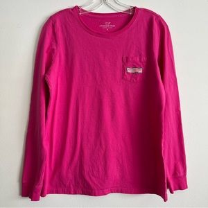 Vineyard Vines Womens Pink T-Shirt Small Long Sleeve Marthas Vineyard Logo